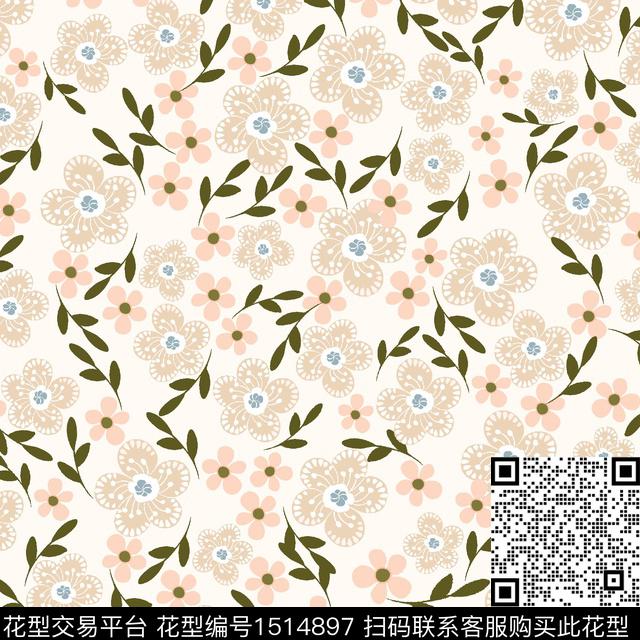 花卉大牌风小碎花数码印花华亿平台下载（图片编号: 1514897） - 瓦栏（Walan）