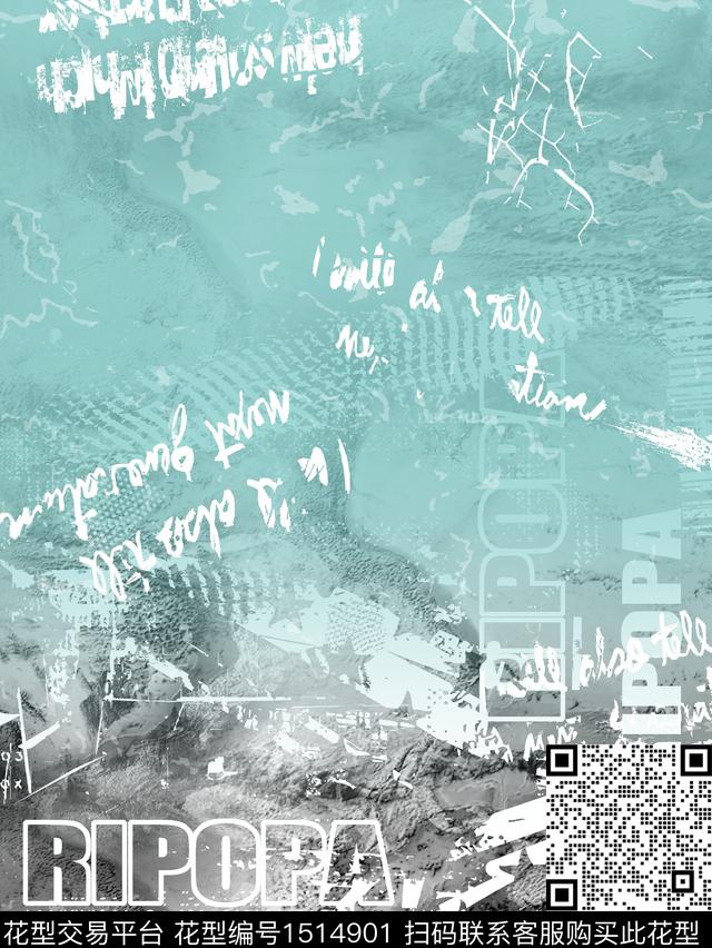 男装定位花字母渐变数码印花华亿平台下载（图片编号: 1514901） - 瓦栏（Walan）