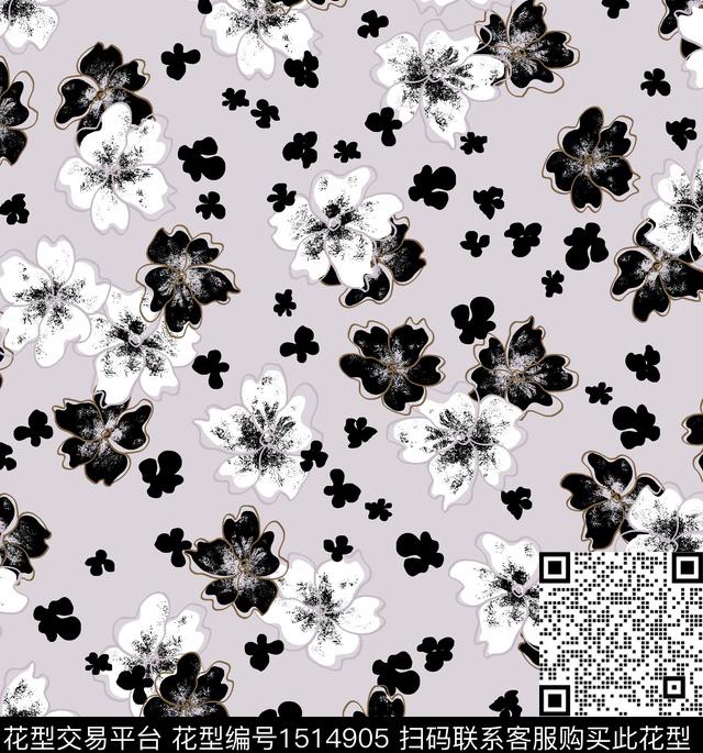 连衣裙女装花卉数码印花华亿平台下载（图片编号: 1514905） - 瓦栏（Walan）
