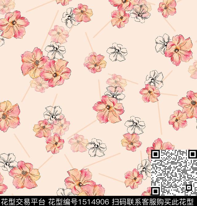 连衣裙女装花卉数码印花华亿平台下载（图片编号: 1514906） - 瓦栏（Walan）