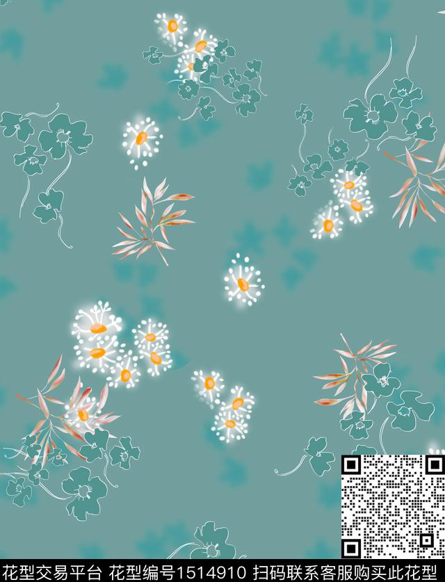 连衣裙女装花卉数码印花华亿平台下载（图片编号: 1514910） - 瓦栏（Walan）