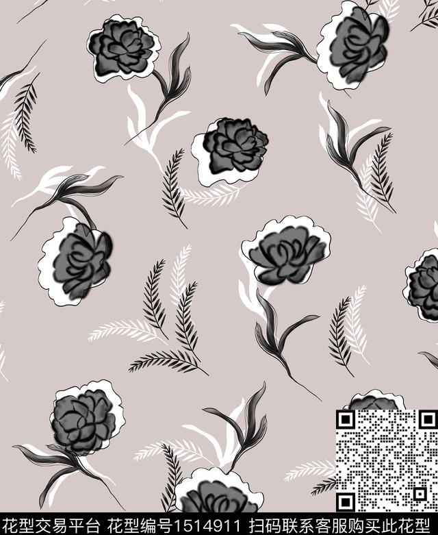 连衣裙女装花卉数码印花华亿平台下载（图片编号: 1514911） - 瓦栏（Walan）