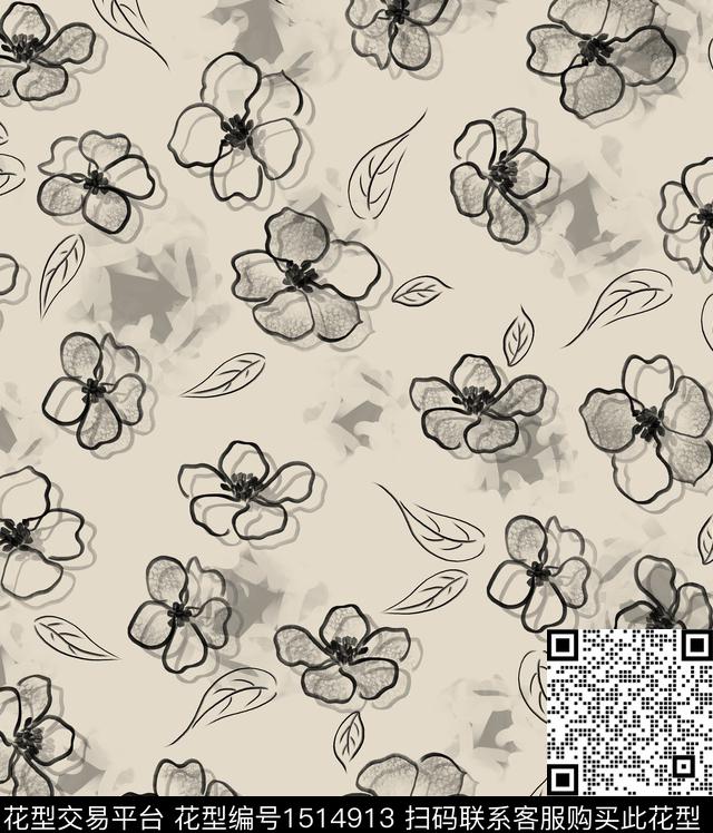 连衣裙女装花卉数码印花华亿平台下载（图片编号: 1514913） - 瓦栏（Walan）