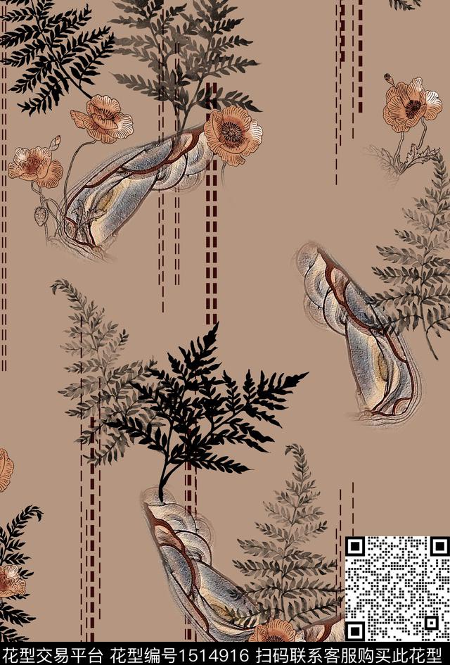 连衣裙女装花卉数码印花华亿平台下载（图片编号: 1514916） - 瓦栏（Walan）