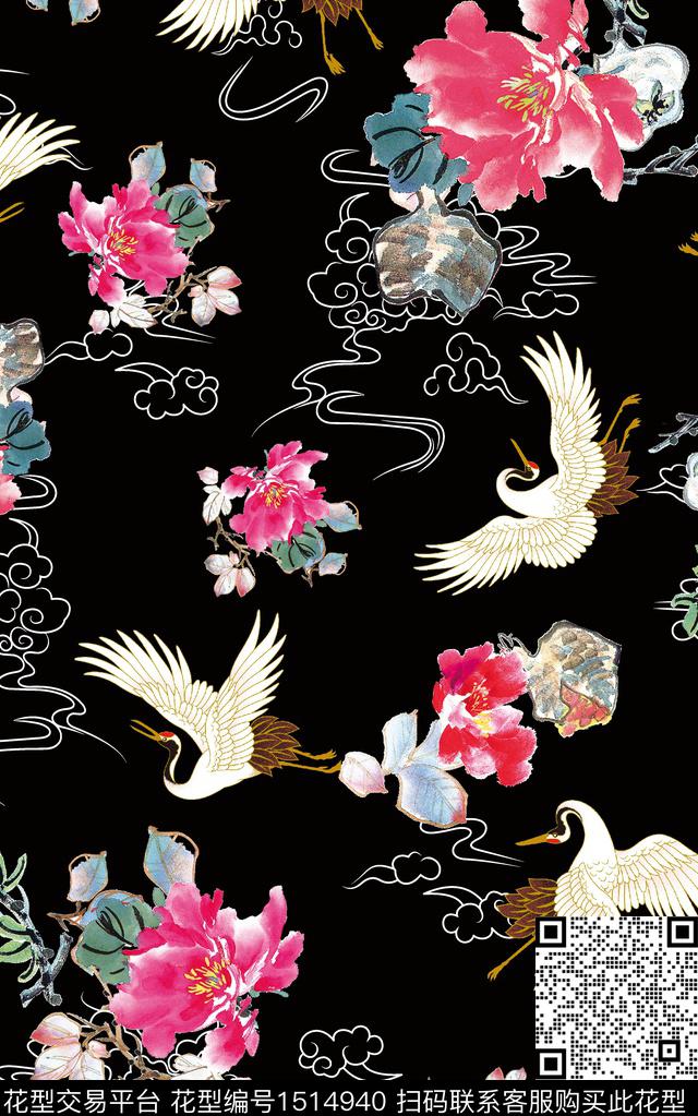 绿植树叶花鸟花卉数码印花华亿平台下载（图片编号: 1514940） - 瓦栏（Walan）