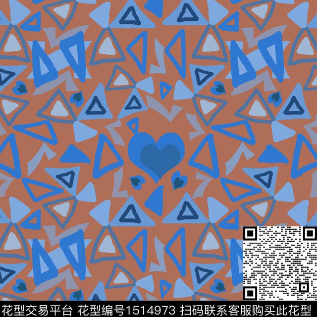 爱心几何三角形传统印花华亿平台下载（图片编号: 1514973） - 瓦栏（Walan）