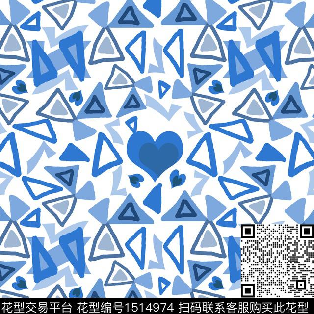 爱心几何三角形传统印花华亿平台下载（图片编号: 1514974） - 瓦栏（Walan）