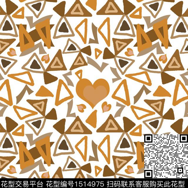 爱心几何三角形传统印花华亿平台下载（图片编号: 1514975） - 瓦栏（Walan）