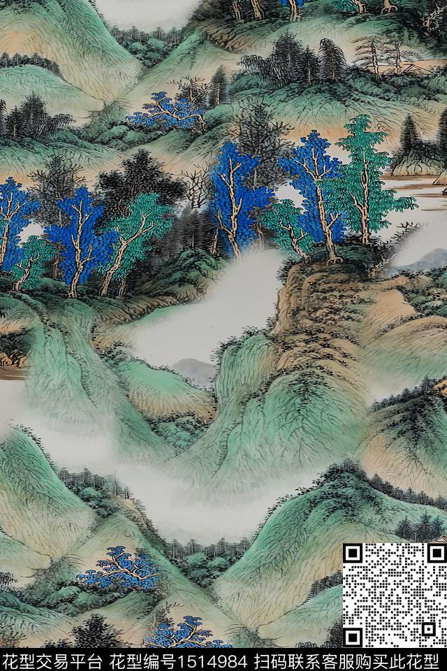 香云纱国画中老年数码印花华亿平台下载（图片编号: 1514984） - 瓦栏（Walan）