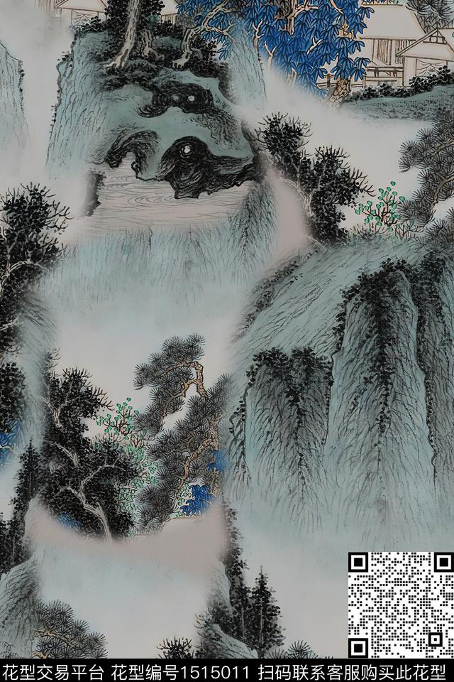 香云纱国画中老年数码印花华亿平台下载（图片编号: 1515011） - 瓦栏（Walan）