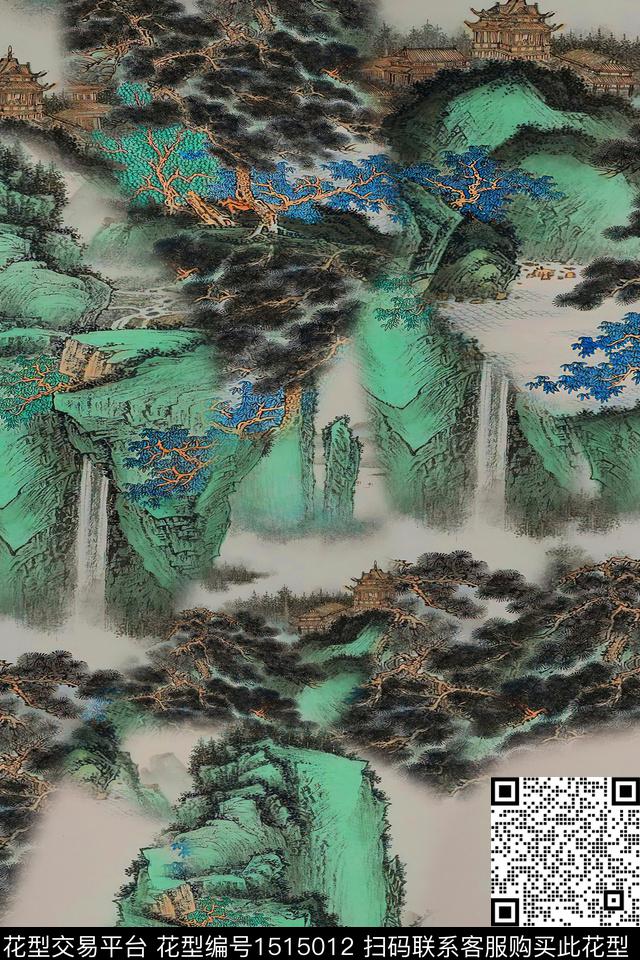 香云纱国画中老年数码印花华亿平台下载（图片编号: 1515012） - 瓦栏（Walan）