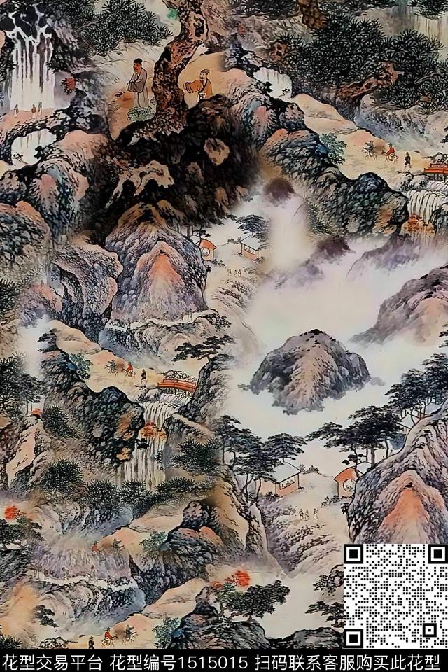 香云纱国画中老年数码印花华亿平台下载（图片编号: 1515015） - 瓦栏（Walan）