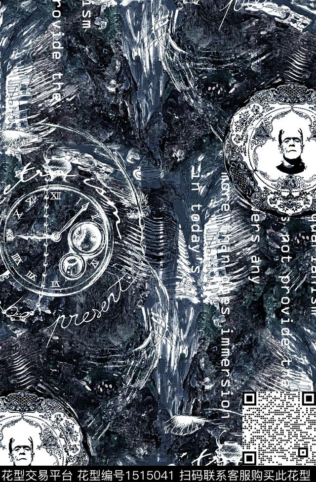 字母复古大牌风数码印花华亿平台下载（图片编号: 1515041） - 瓦栏（Walan）