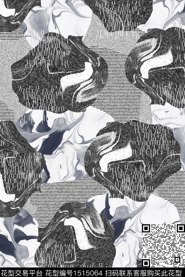 数码华亿平台黑白华亿平台满版散花数码印花华亿平台下载（图片编号: 1515064） - 瓦栏（Walan）