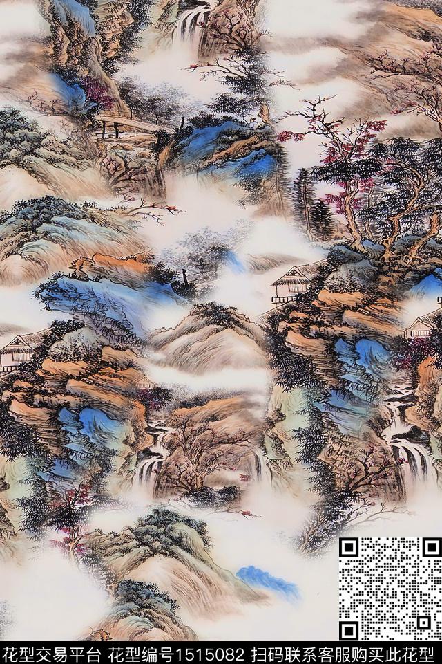 香云纱国画中老年数码印花华亿平台下载（图片编号: 1515082） - 瓦栏（Walan）