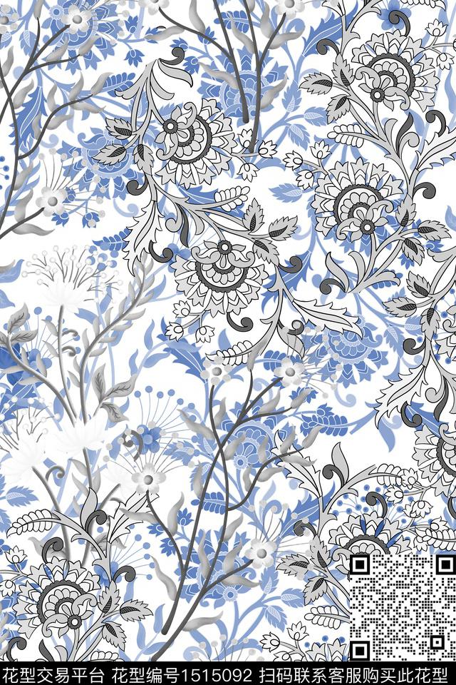 佩斯利大牌风小清新数码印花华亿平台下载（图片编号: 1515092） - 瓦栏（Walan）