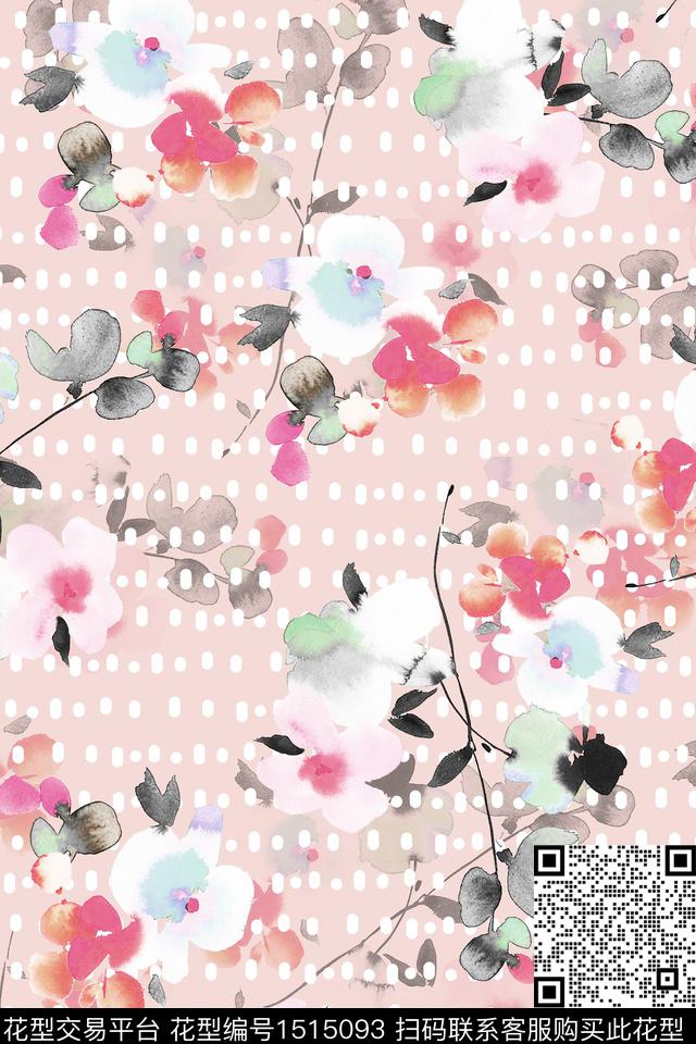 花卉大牌风小清新数码印花华亿平台下载（图片编号: 1515093） - 瓦栏（Walan）