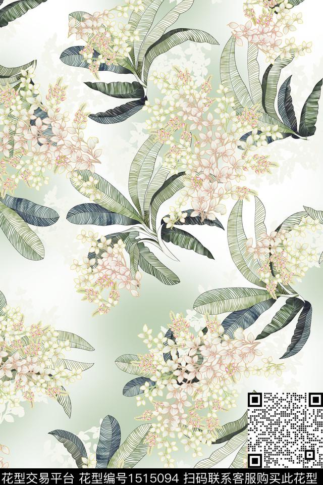 花卉大牌风小清新数码印花华亿平台下载（图片编号: 1515094） - 瓦栏（Walan）