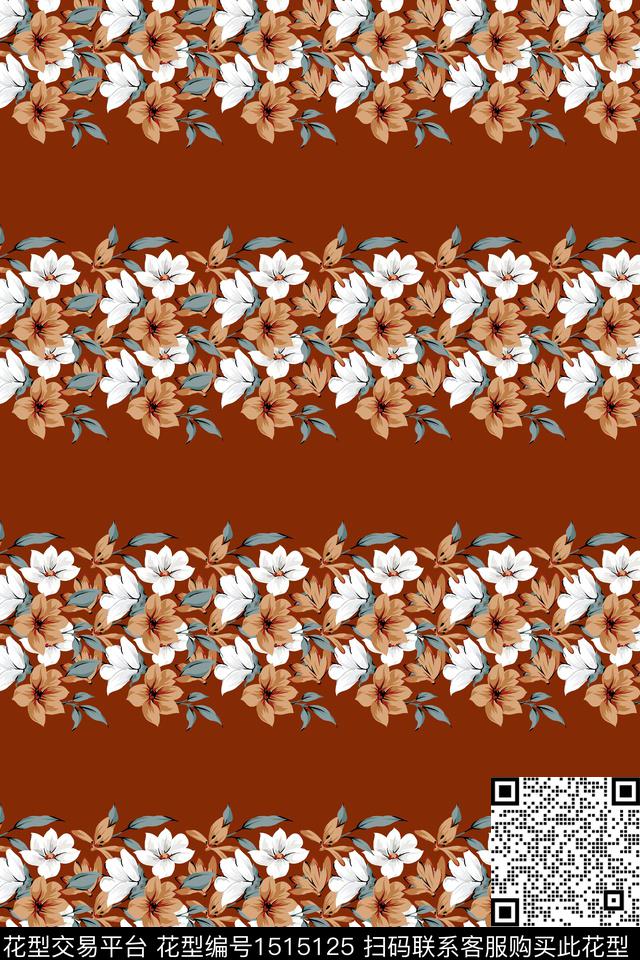 花卉手绘矢量数码印花华亿平台下载（图片编号: 1515125） - 瓦栏（Walan）