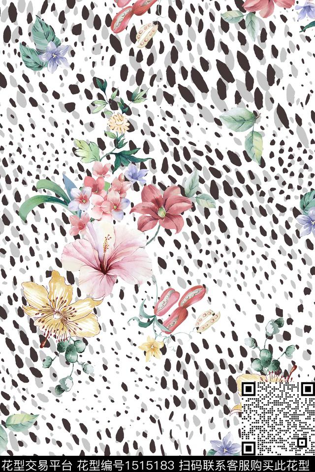 几何花卉大牌风数码印花华亿平台下载（图片编号: 1515183） - 瓦栏（Walan）