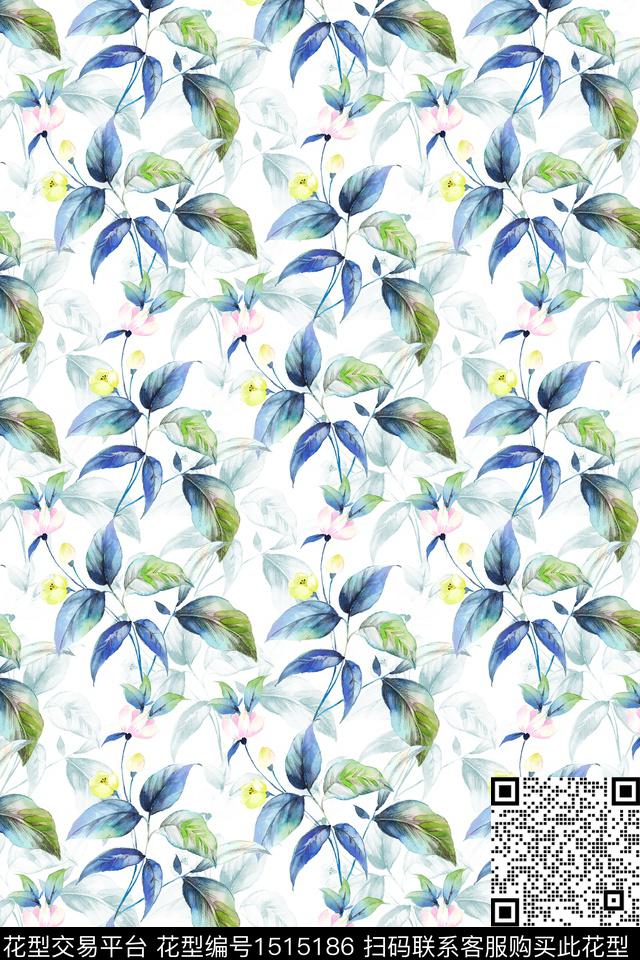 花卉大牌风小清新数码印花华亿平台下载（图片编号: 1515186） - 瓦栏（Walan）