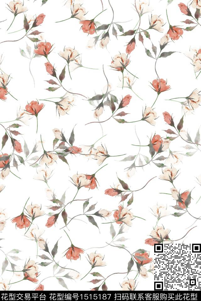花卉大牌风小清新数码印花华亿平台下载（图片编号: 1515187） - 瓦栏（Walan）