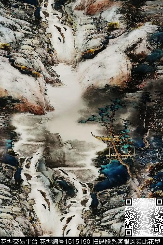 香云纱国画中老年数码印花华亿平台下载（图片编号: 1515190） - 瓦栏（Walan）