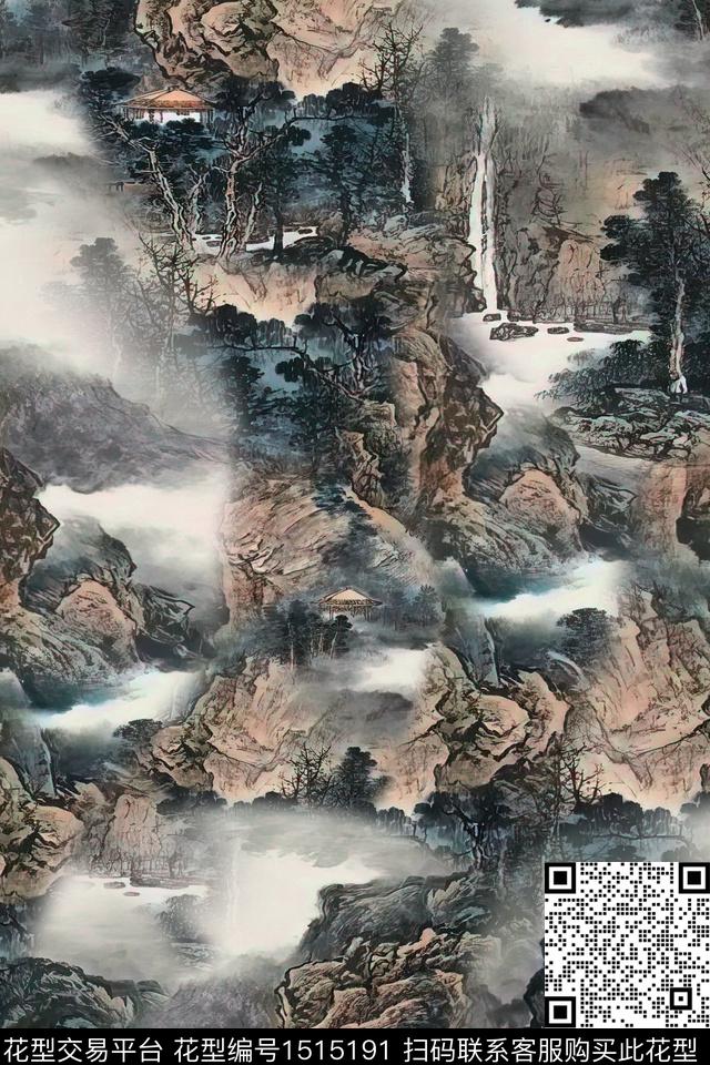 香云纱国画中老年数码印花华亿平台下载（图片编号: 1515191） - 瓦栏（Walan）