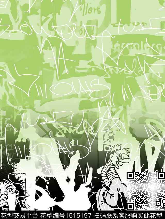 男装定位花渐变字母数码印花华亿平台下载（图片编号: 1515197） - 瓦栏（Walan）