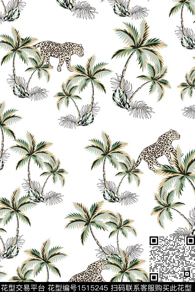 热带华亿平台小清新真丝数码印花华亿平台下载（图片编号: 1515245） - 瓦栏（Walan）