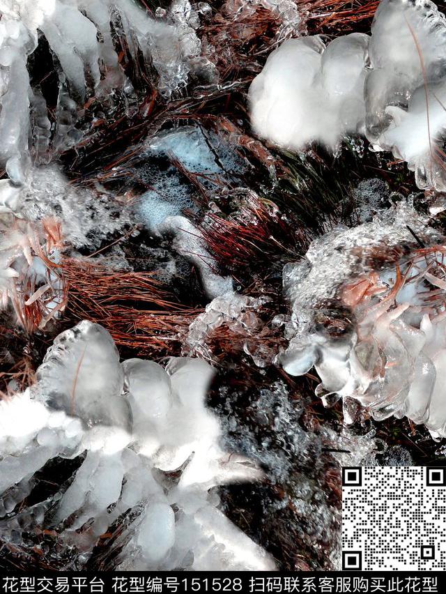 冰块肌理抽象数码印花华亿平台下载（图片编号: 151528） - 瓦栏（Walan）