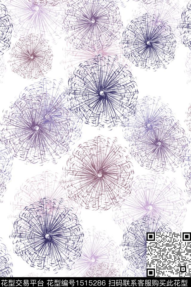 花卉大牌风小清新数码印花华亿平台下载（图片编号: 1515286） - 瓦栏（Walan）