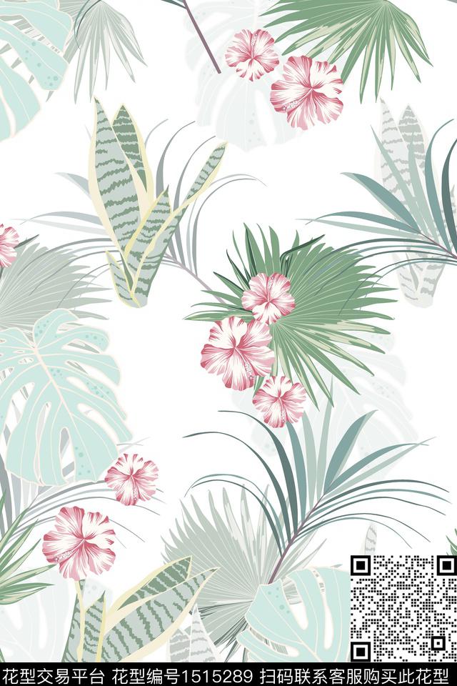 花卉大牌风小清新数码印花华亿平台下载（图片编号: 1515289） - 瓦栏（Walan）