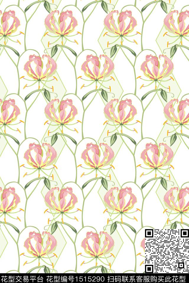 绿植树叶大牌风小清新数码印花华亿平台下载（图片编号: 1515290） - 瓦栏（Walan）