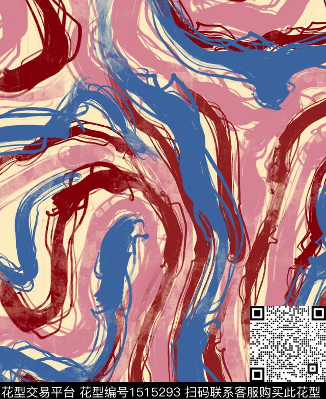 渐变抽象笔触数码印花华亿平台下载（图片编号: 1515293） - 瓦栏（Walan）