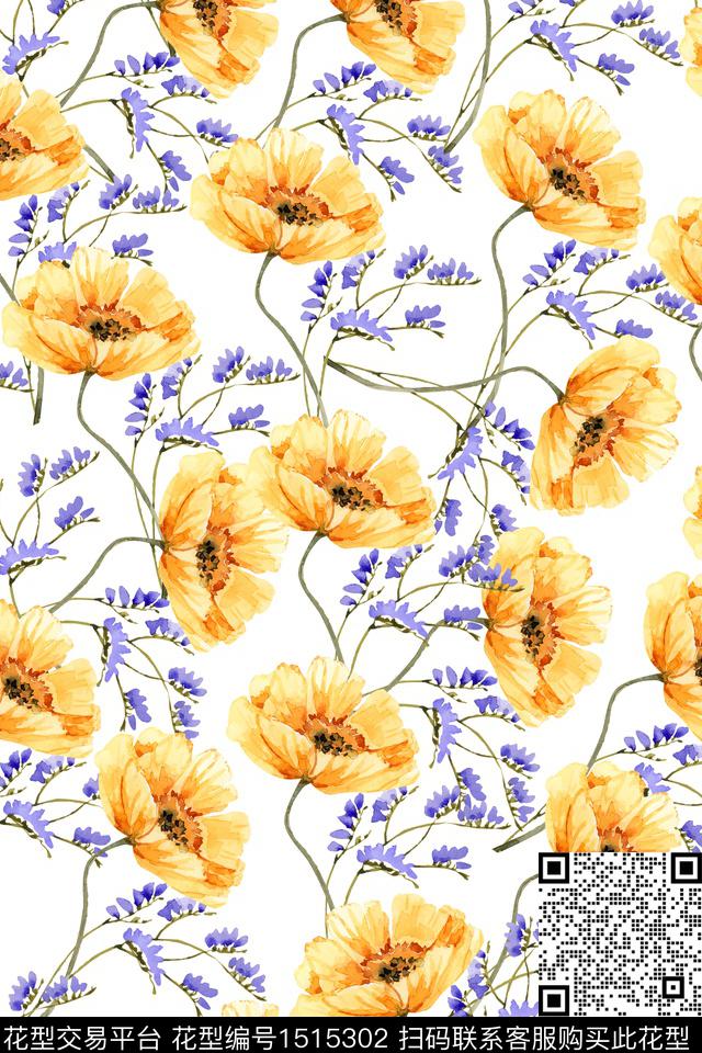 女装花卉小碎花数码印花华亿平台下载（图片编号: 1515302） - 瓦栏（Walan）