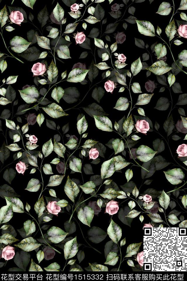 花卉小清新真丝数码印花华亿平台下载（图片编号: 1515332） - 瓦栏（Walan）