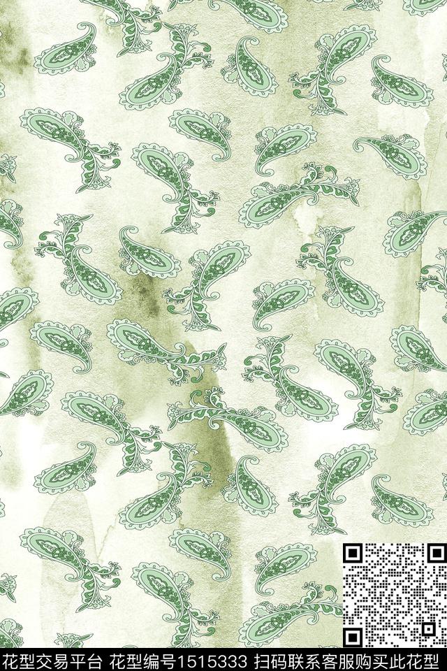佩斯利小清新真丝数码印花华亿平台下载（图片编号: 1515333） - 瓦栏（Walan）