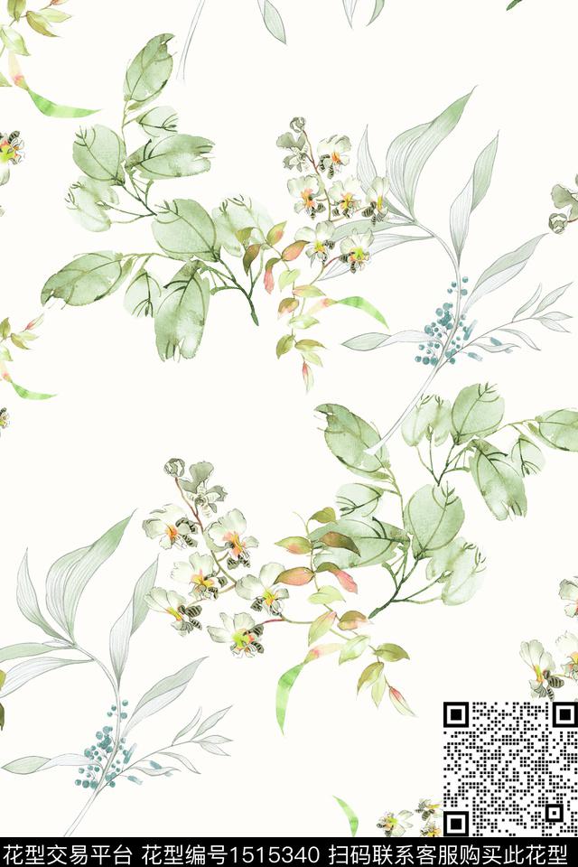 花卉小清新真丝数码印花华亿平台下载（图片编号: 1515340） - 瓦栏（Walan）