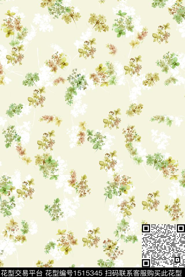 花卉小清新真丝数码印花华亿平台下载（图片编号: 1515345） - 瓦栏（Walan）