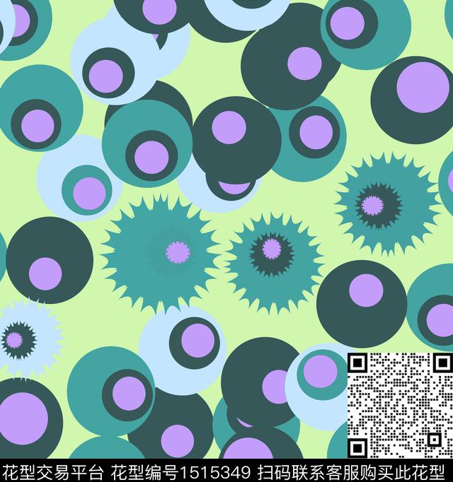 几何抽象混合拼接数码印花华亿平台下载（图片编号: 1515349） - 瓦栏（Walan）