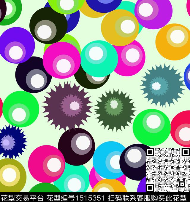 几何抽象混合拼接数码印花华亿平台下载（图片编号: 1515351） - 瓦栏（Walan）