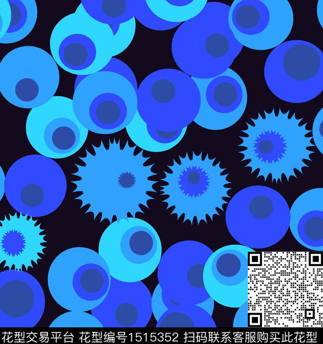 几何抽象混合拼接数码印花华亿平台下载（图片编号: 1515352） - 瓦栏（Walan）