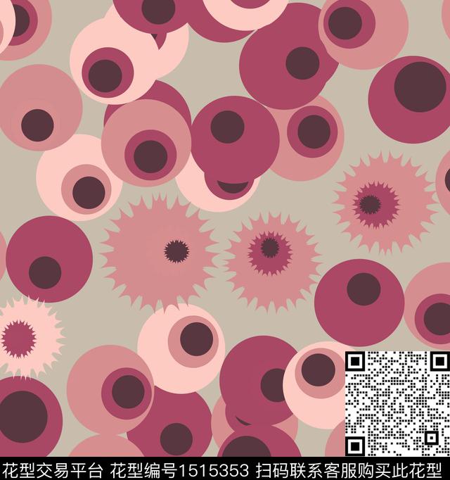 几何抽象混合拼接数码印花华亿平台下载（图片编号: 1515353） - 瓦栏（Walan）