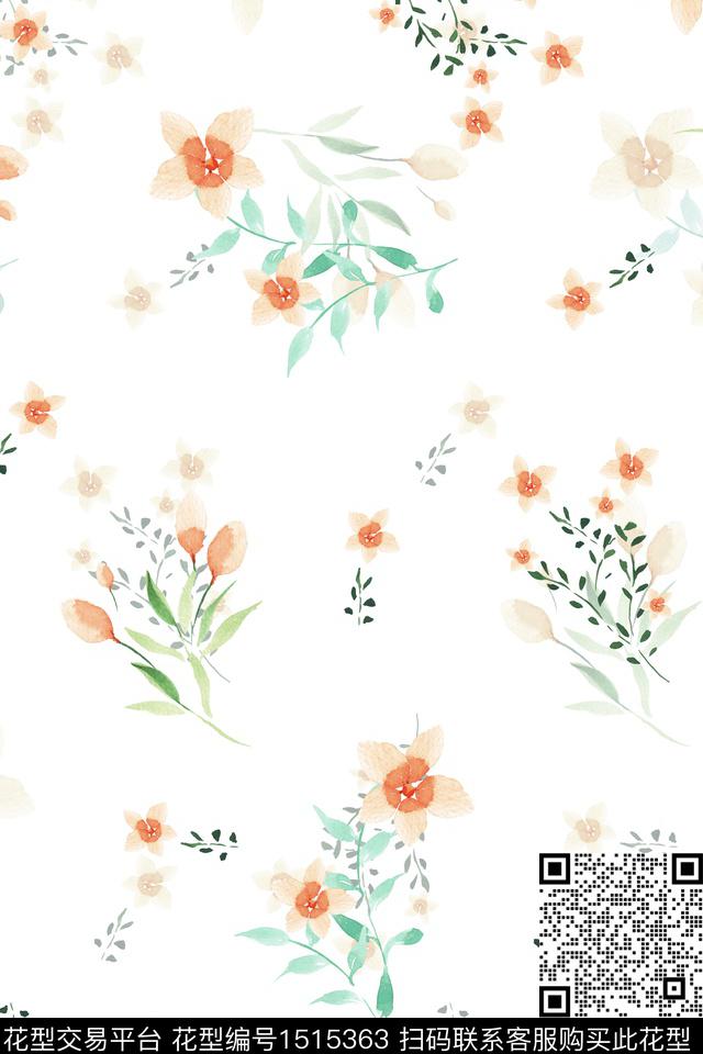 花卉大牌风小清新数码印花华亿平台下载（图片编号: 1515363） - 瓦栏（Walan）