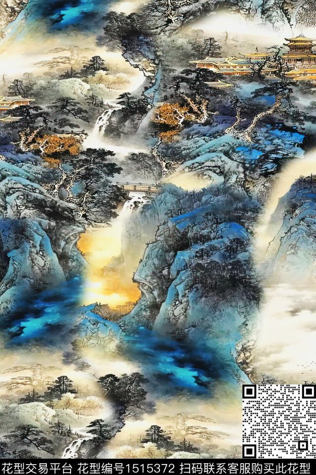 香云纱国画中老年数码印花华亿平台下载（图片编号: 1515372） - 瓦栏（Walan）