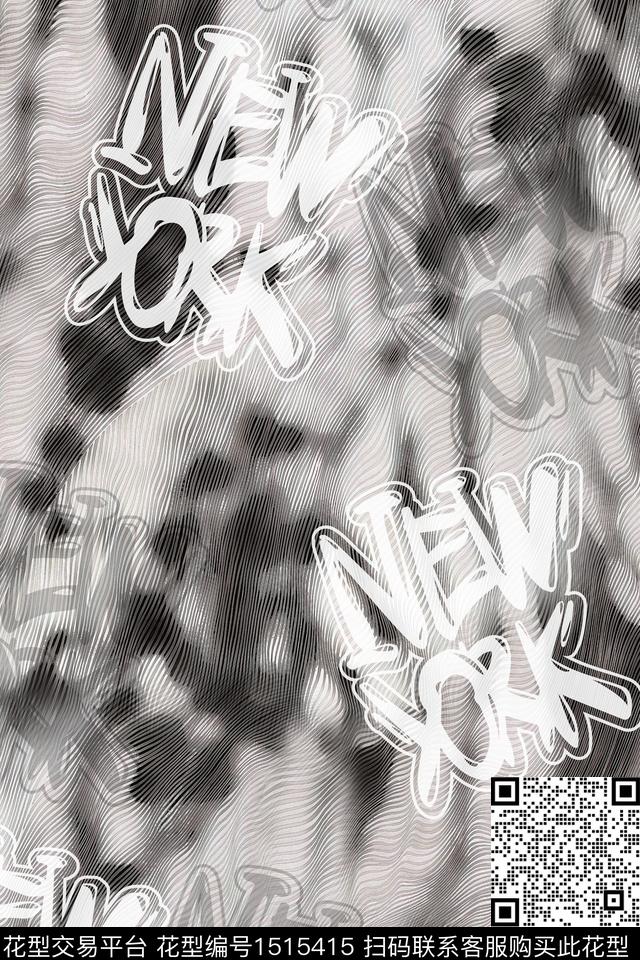 字母男装抽象男装数码印花华亿平台下载（图片编号: 1515415） - 瓦栏（Walan）