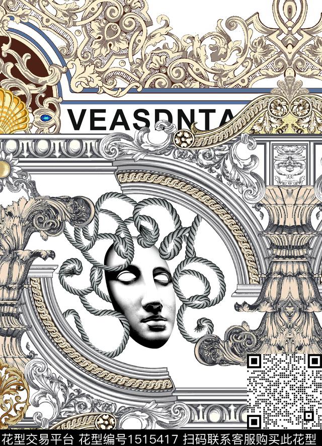 链条抽象面具欧式花纹建筑数码印花华亿平台下载（图片编号: 1515417） - 瓦栏（Walan）