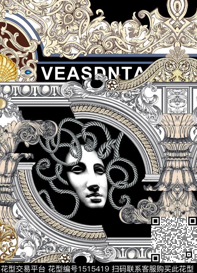 链条抽象面具欧式花纹建筑数码印花华亿平台下载（图片编号: 1515419） - 瓦栏（Walan）