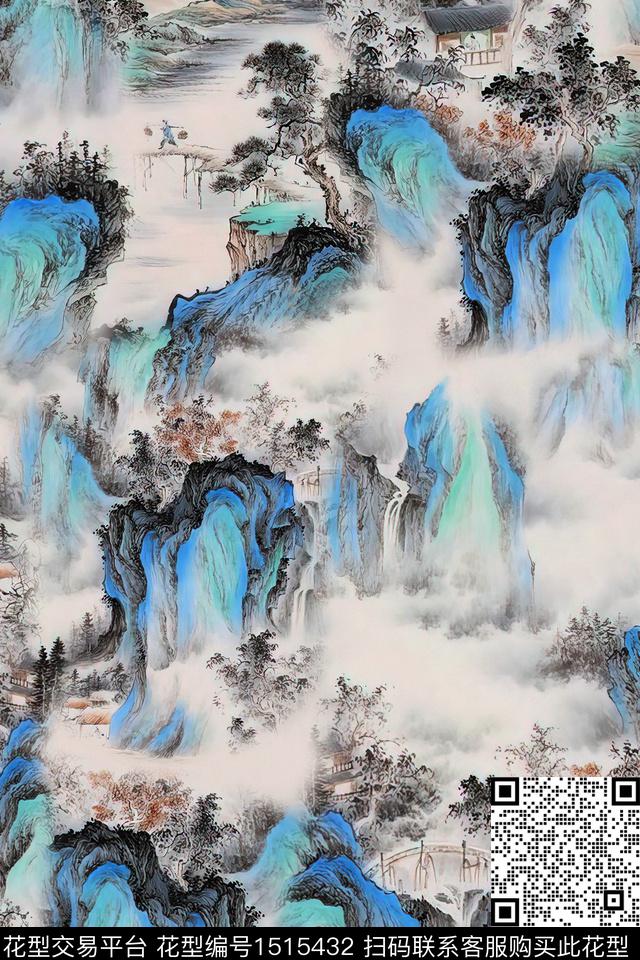 香云纱国画中老年数码印花华亿平台下载（图片编号: 1515432） - 瓦栏（Walan）